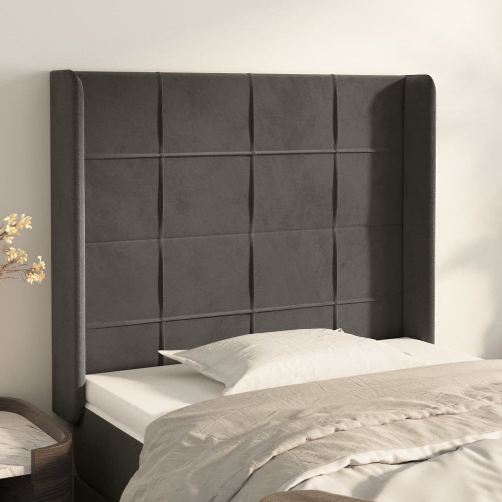 vidaXL Wingback Headboard Dark Grey 103x16x118/128 cm Velvet