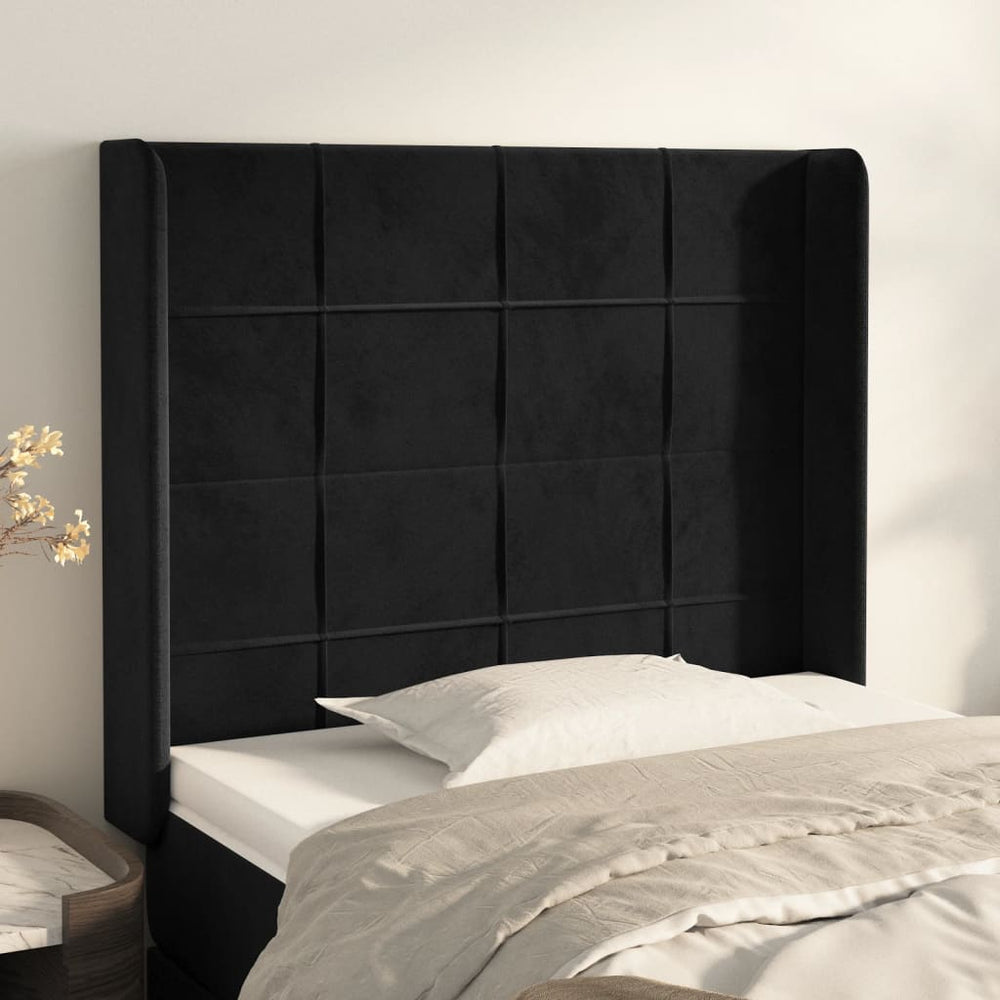 vidaXL Wingback Headboard Black 103x16x118/128 cm Velvet
