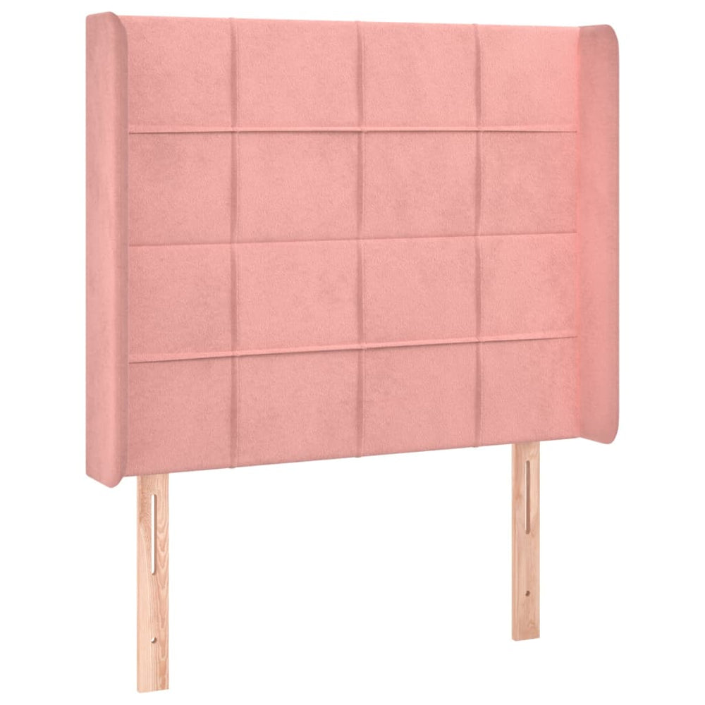 vidaXL Wingback Headboard Pink 103x16x118/128 cm Velvet