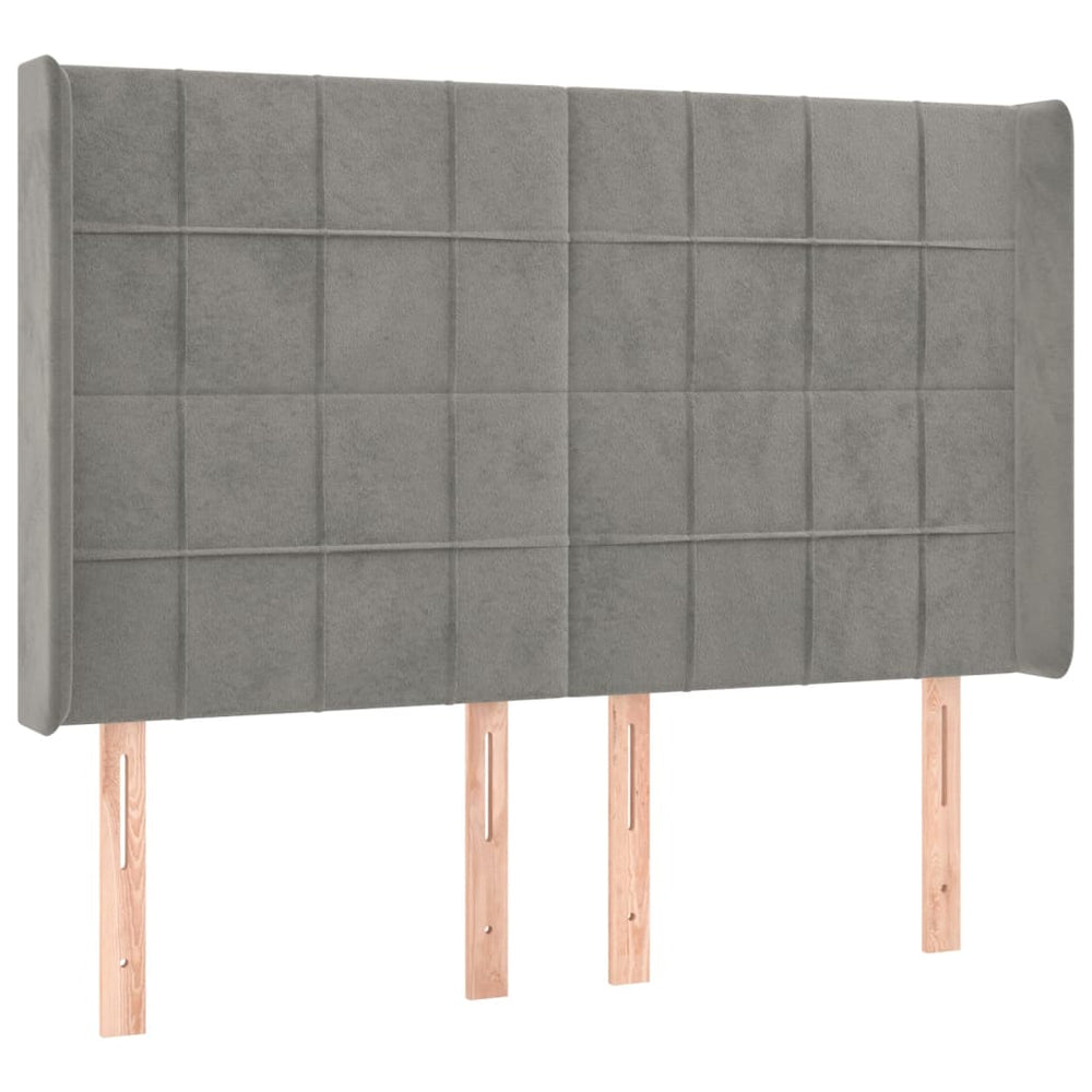 vidaXL Wingback Headboard Light Grey 147x16x118/128 cm Velvet