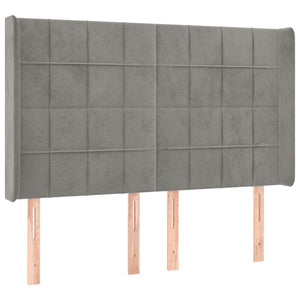 vidaXL Wingback Headboard Light Grey 147x16x118/128 cm Velvet