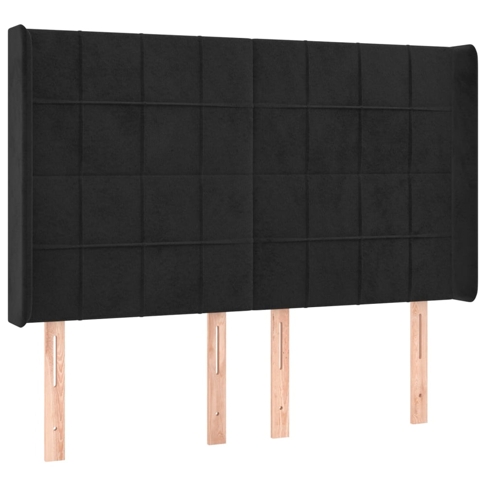 vidaXL Tufted Headboard Black 147x16x118/128 cm Velvet