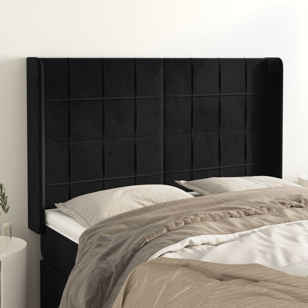 vidaXL Tufted Headboard Black 147x16x118/128 cm Velvet
