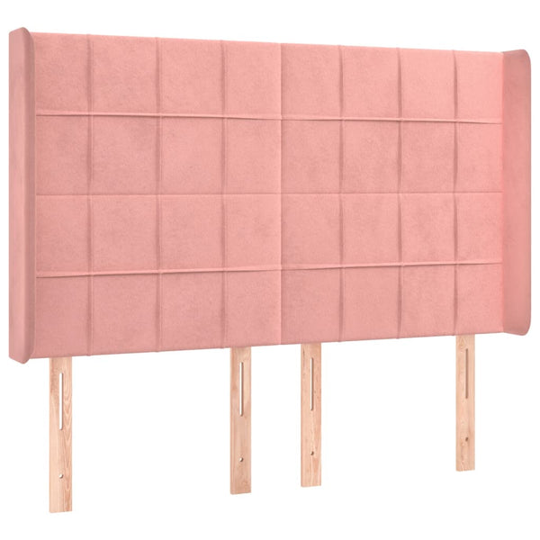 vidaXL Wingback Headboard Pink 147x16x118/128 cm Velvet