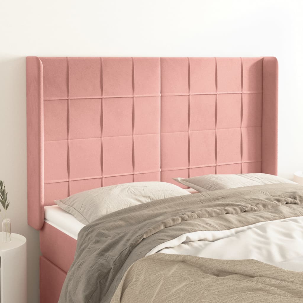 vidaXL Wingback Headboard Pink 147x16x118/128 cm Velvet
