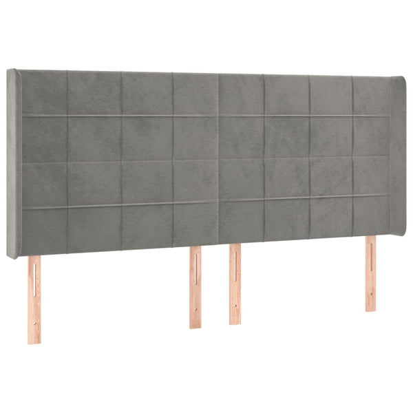 vidaXL Wingback Headboard Light Grey 163x16x118/128 cm Velvet
