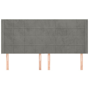 vidaXL Wingback Headboard Light Grey 163x16x118/128 cm Velvet