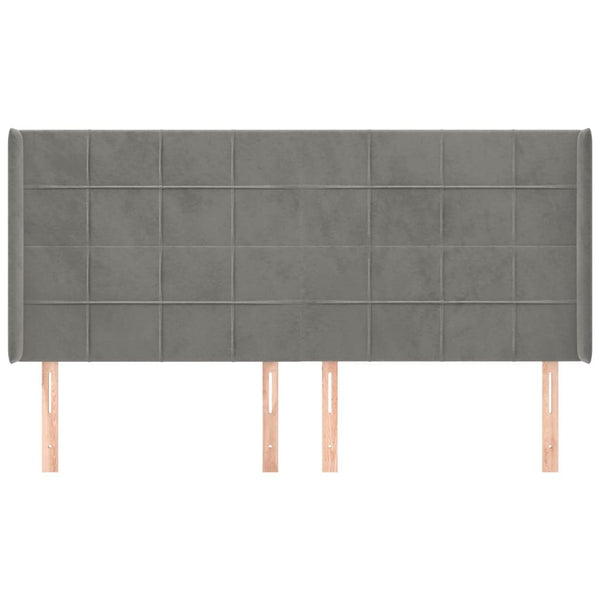 vidaXL Wingback Headboard Light Grey 163x16x118/128 cm Velvet