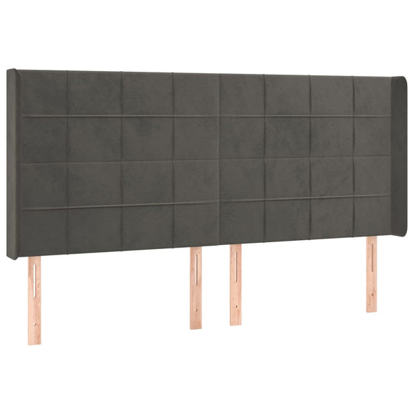 vidaXL Wingback Headboard Dark Grey 163x16x118/128 cm Velvet