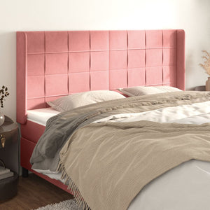 vidaXL Wingback Headboard Pink 163x16x118/128 cm Velvet