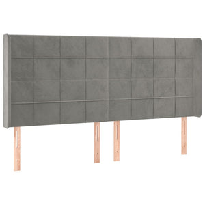 vidaXL Wingback Headboard Light Gray 183x16x118/128 cm Velvet