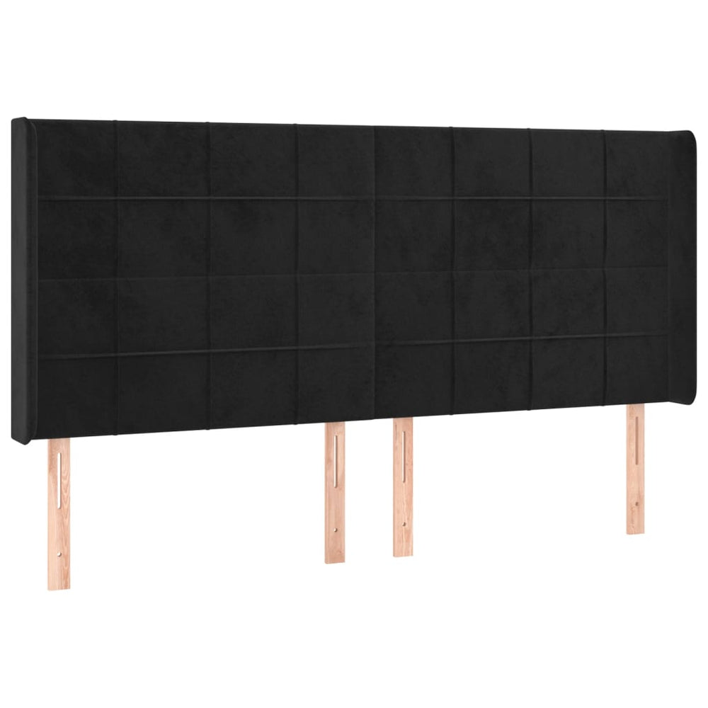 vidaXL Wingback Headboard Black 183x16x118/128 cm Velvet