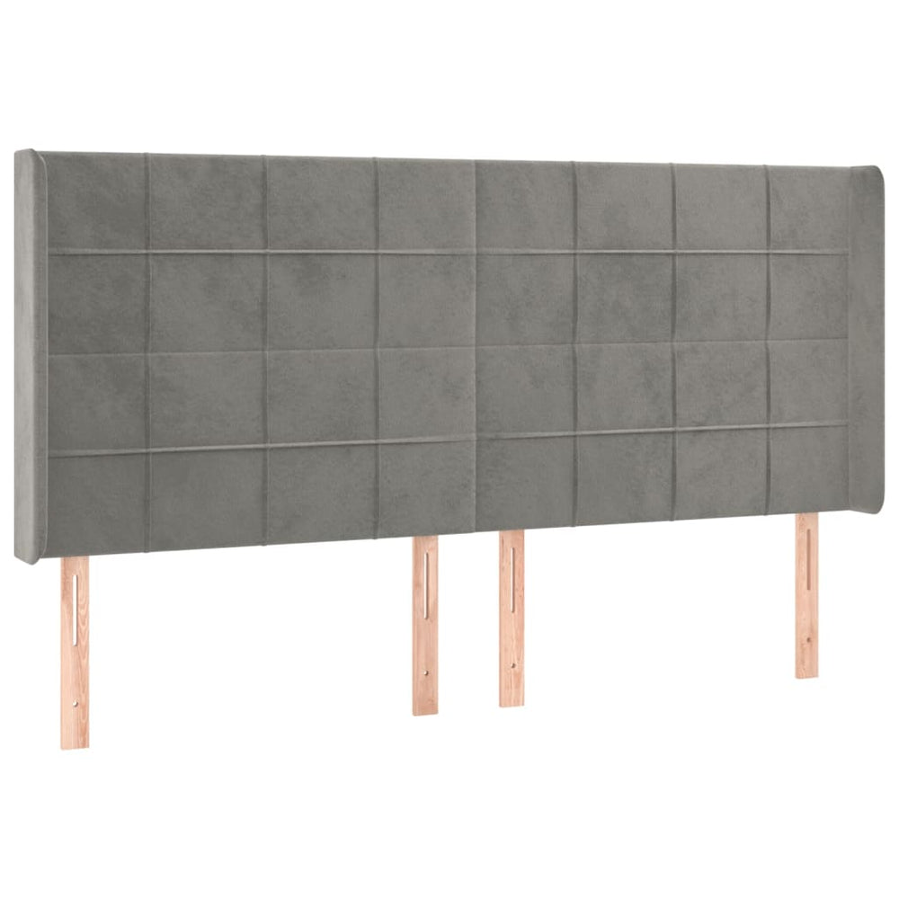 vidaXL Wingback Headboard Light Gray 203x16x118/128 cm Velvet