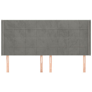 vidaXL Wingback Headboard Light Gray 203x16x118/128 cm Velvet