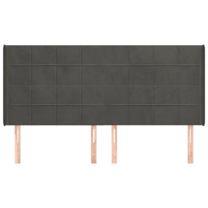 vidaXL Wingback Headboard Dark Grey 203x16x118/128 cm Velvet