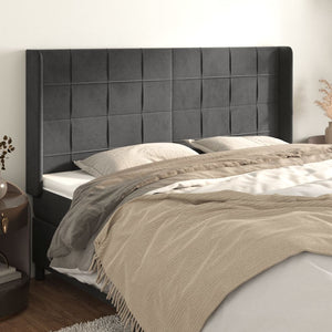 vidaXL Wingback Headboard Dark Grey 203x16x118/128 cm Velvet