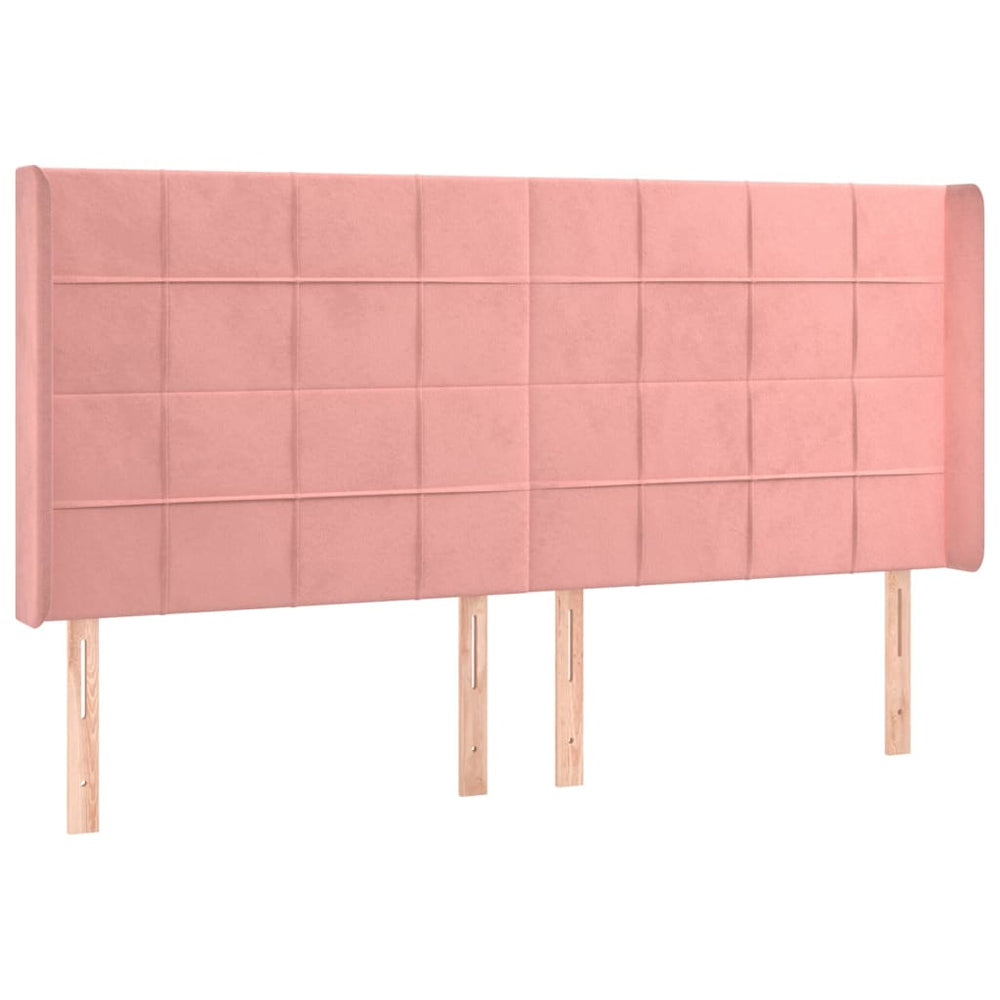 vidaXL Wingback Headboard Pink 203x16x118/128 cm Velvet