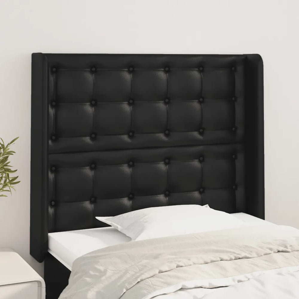 vidaXL Wingback Headboard Black 83x16x118/128 cm Faux Leather