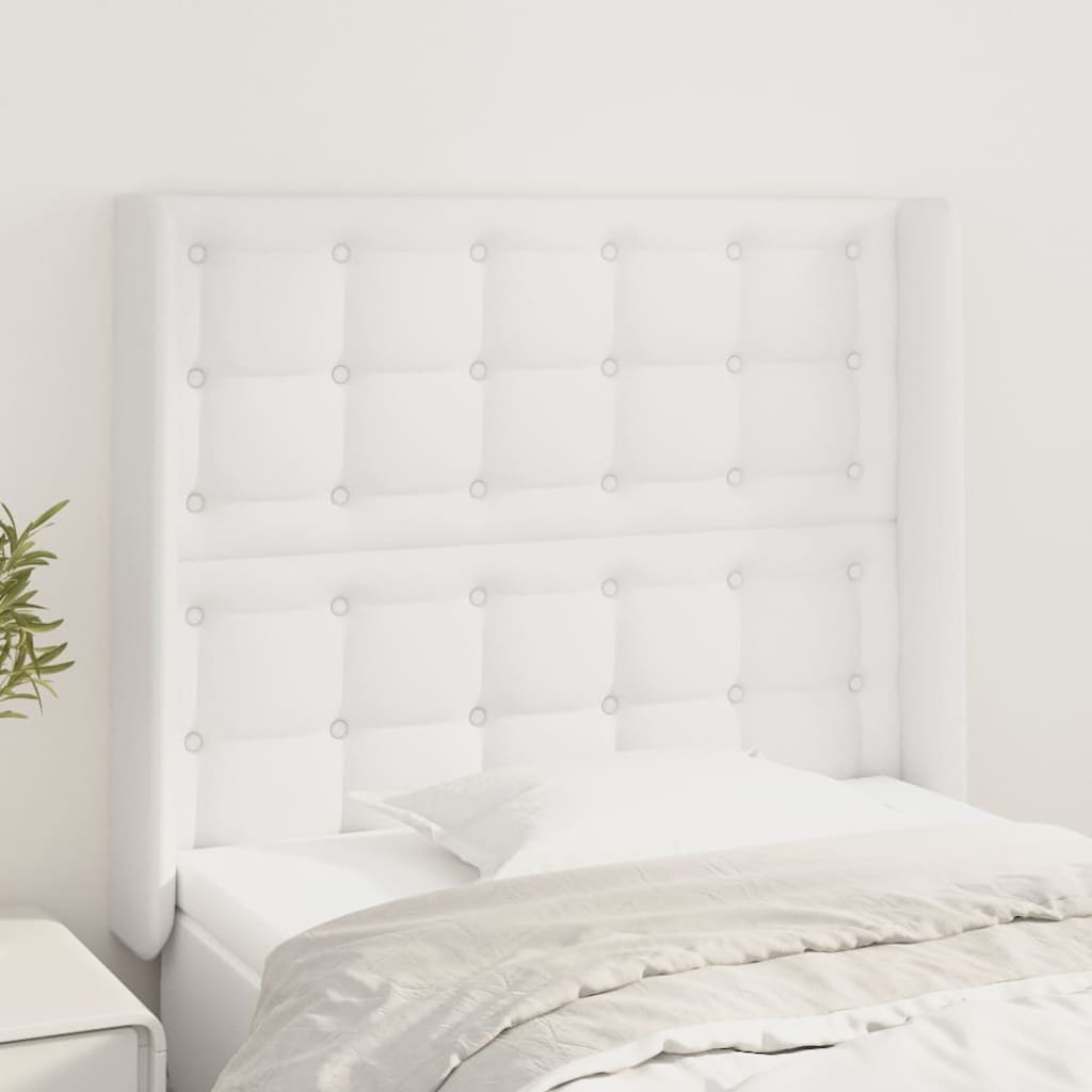 vidaXL Headboard with Wings White 83x16x118/128 cm Faux Leather