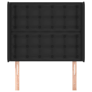 Kopfteil mit Ohren Schwarz 93x16x118/128 cm Kunstleder