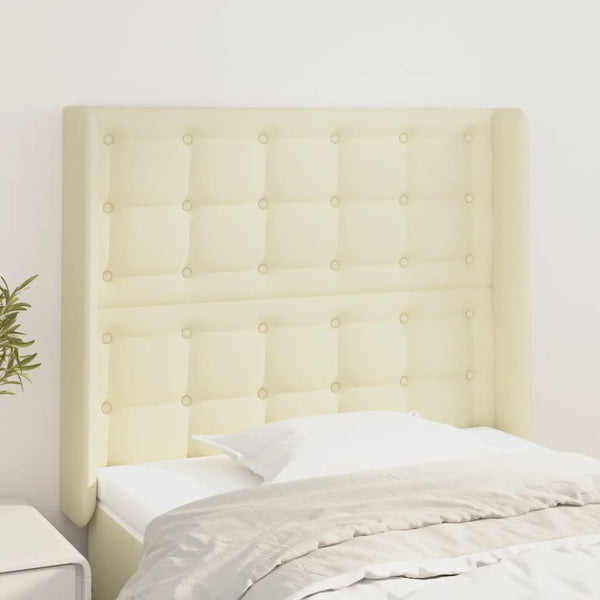 Kopfteil mit Ohren Creme 93x16x118/128 cm Kunstleder