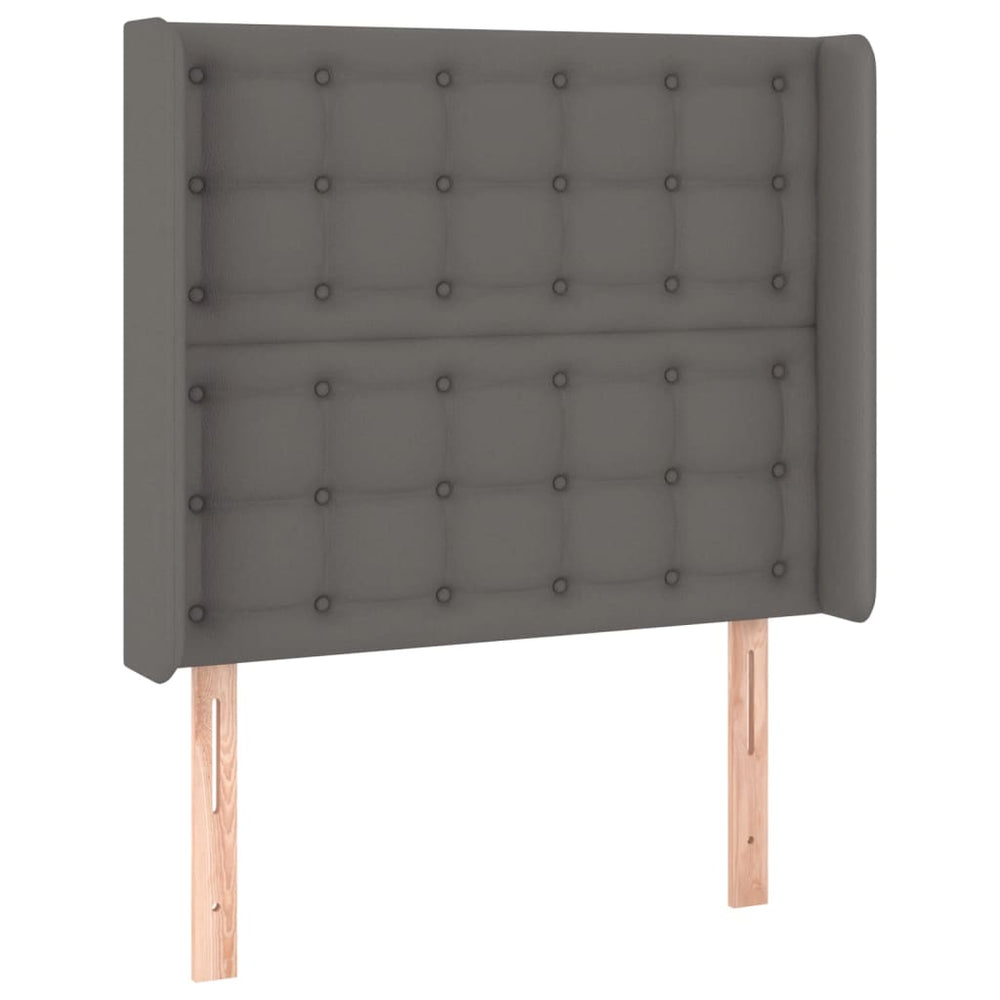 Kopfteil mit Ohren Grau 93x16x118/128 cm Kunstleder