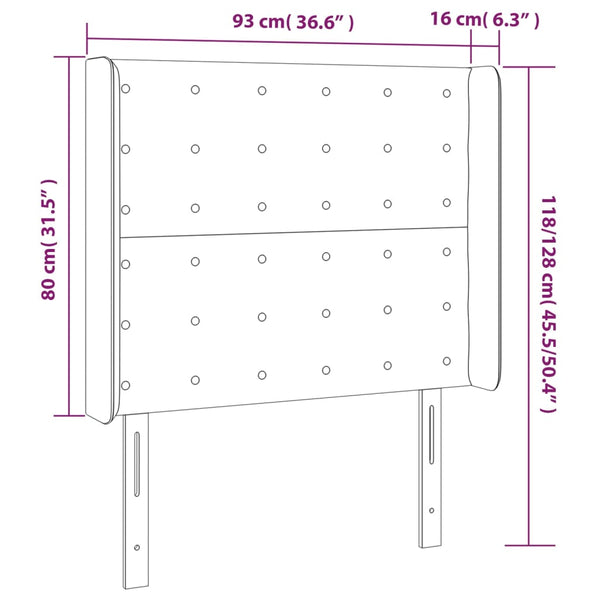 Kopfteil mit Ohren Grau 93x16x118/128 cm Kunstleder