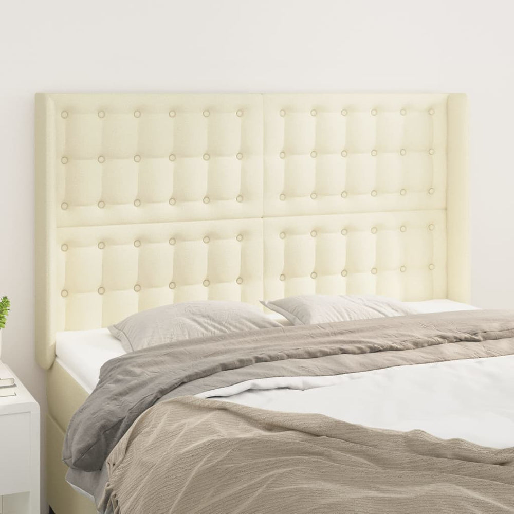 Kopfteil mit Ohren Creme 147x16x118/128 cm Kunstleder