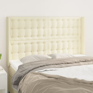 Kopfteil mit Ohren Creme 147x16x118/128 cm Kunstleder