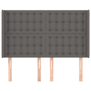 Kopfteil mit Ohren Grau 147x16x118/128 cm Kunstleder