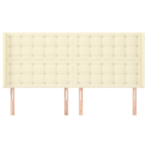 Kopfteil mit Ohren Creme 163x16x118/128 cm Kunstleder
