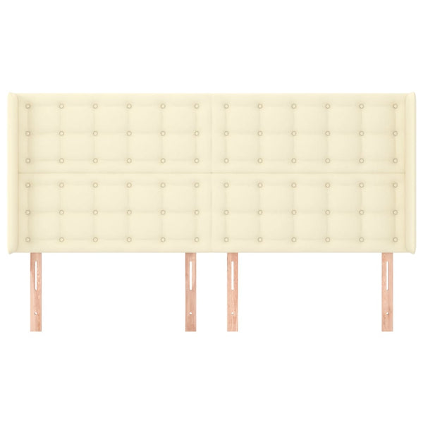 Kopfteil mit Ohren Creme 163x16x118/128 cm Kunstleder