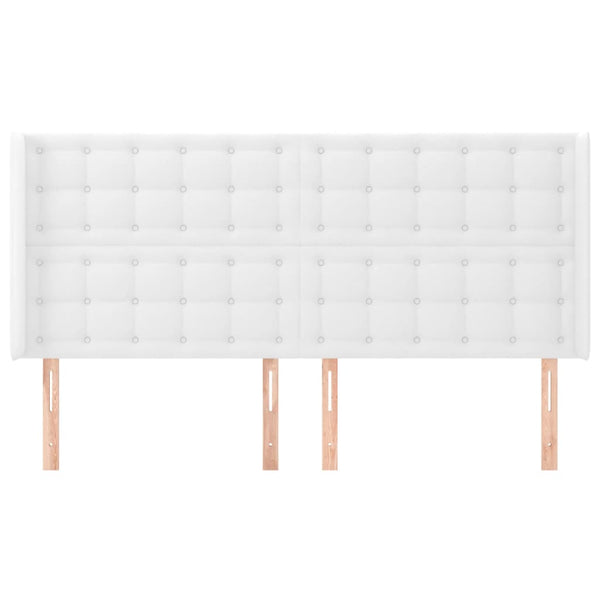 Kopfteil mit Ohren Weiß 183x16x118/128 cm Kunstleder