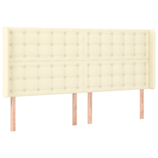 Kopfteil mit Ohren Creme 183x16x118/128 cm Kunstleder