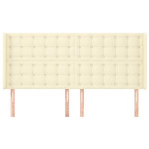 Kopfteil mit Ohren Creme 183x16x118/128 cm Kunstleder