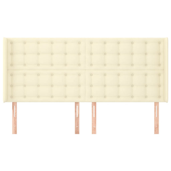 Kopfteil mit Ohren Creme 183x16x118/128 cm Kunstleder