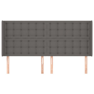 Kopfteil mit Ohren Grau 183x16x118/128 cm Kunstleder