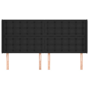 Kopfteil mit Ohren Schwarz 203x16x118/128 cm Kunstleder