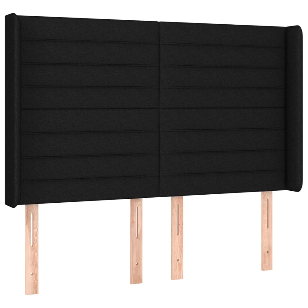 Kopfteil mit Ohren Schwarz 147x16x118/128 cm Stoff