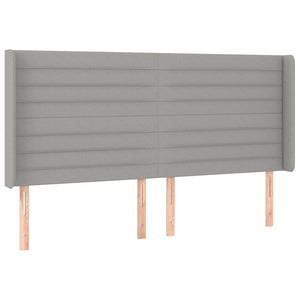 Kopfteil mit Ohren Hellgrau 183x16x118/128 cm Stoff