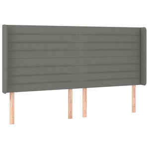 Kopfteil mit Ohren Dunkelgrau 203x16x118/128 cm Stoff