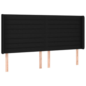 vidaXL Wingback Headboard Black 203x16x118/128 cm Fabric