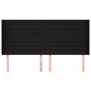 vidaXL Wingback Headboard Black 203x16x118/128 cm Fabric