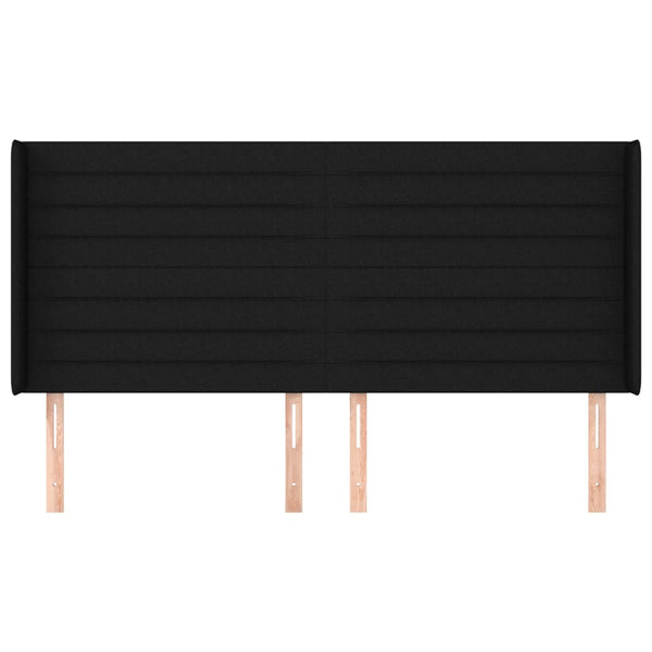 vidaXL Wingback Headboard Black 203x16x118/128 cm Fabric