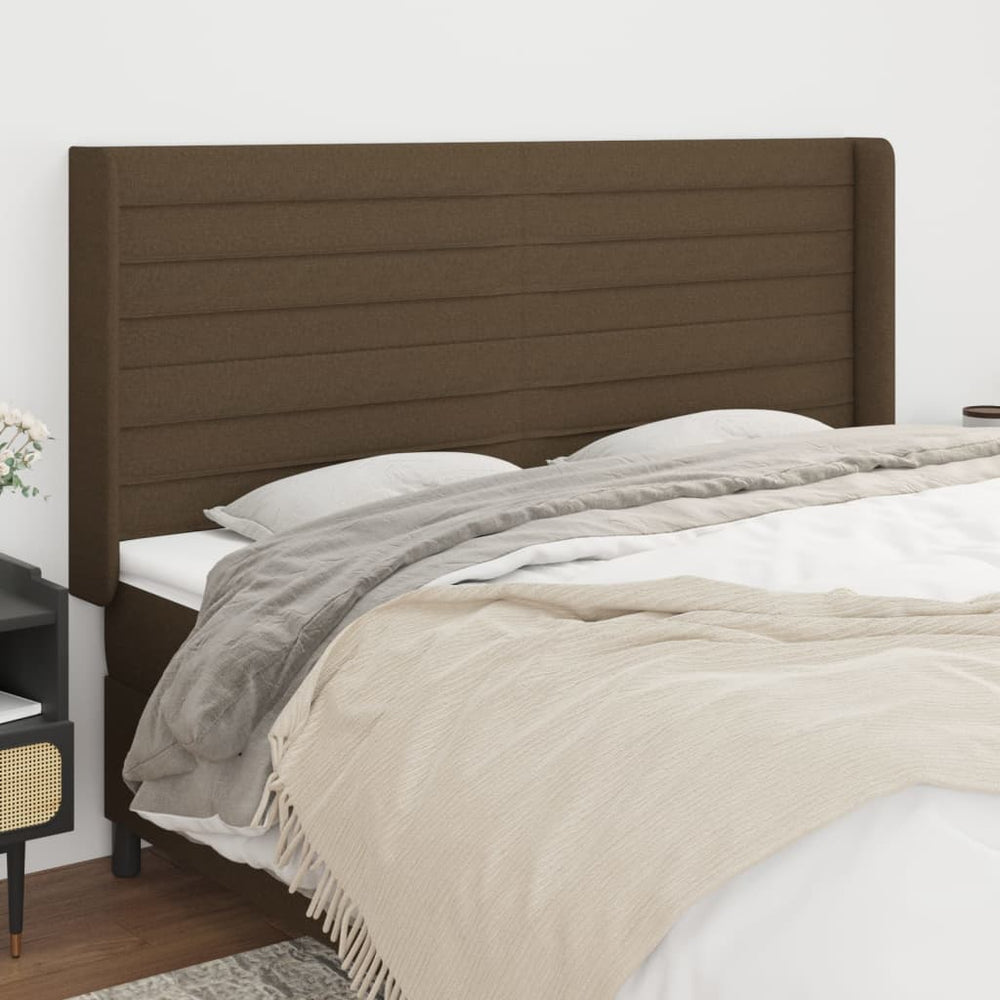 vidaXL Wingback Headboard Dark Brown 203x16x118/128 cm Fabric