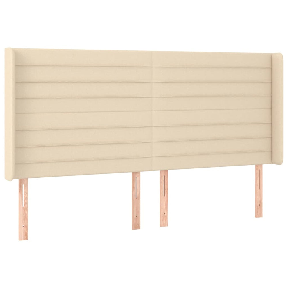 vidaXL Headboard with Wings Cream 203x16x118/128 cm Fabric