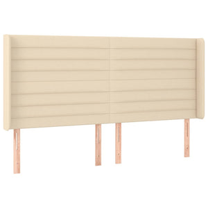 vidaXL Headboard with Wings Cream 203x16x118/128 cm Fabric