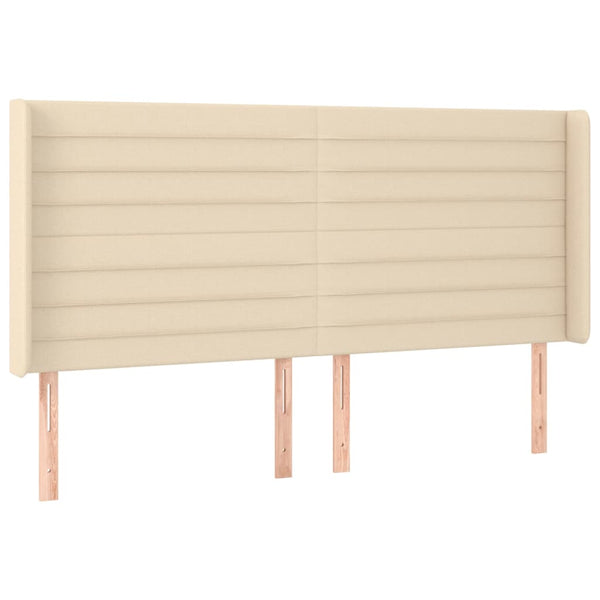vidaXL Headboard with Wings Cream 203x16x118/128 cm Fabric