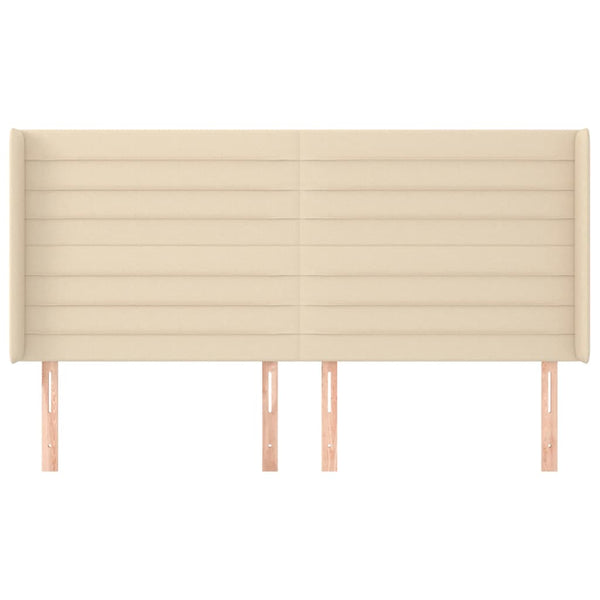 vidaXL Headboard with Wings Cream 203x16x118/128 cm Fabric