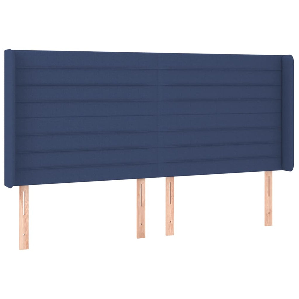 vidaXL Wingback Headboard Blue 203x16x118/128 cm Fabric